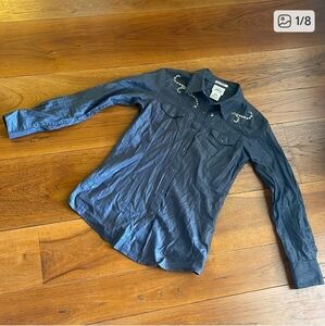 Ariat Fitted Cotton Metallic Snap Button Roll Tab Shirt